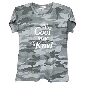 NWT Sub_Urban Riot Girl’s It’s Cool To Be Kind Grey Camo SS Crew T-Shirt Sz L
